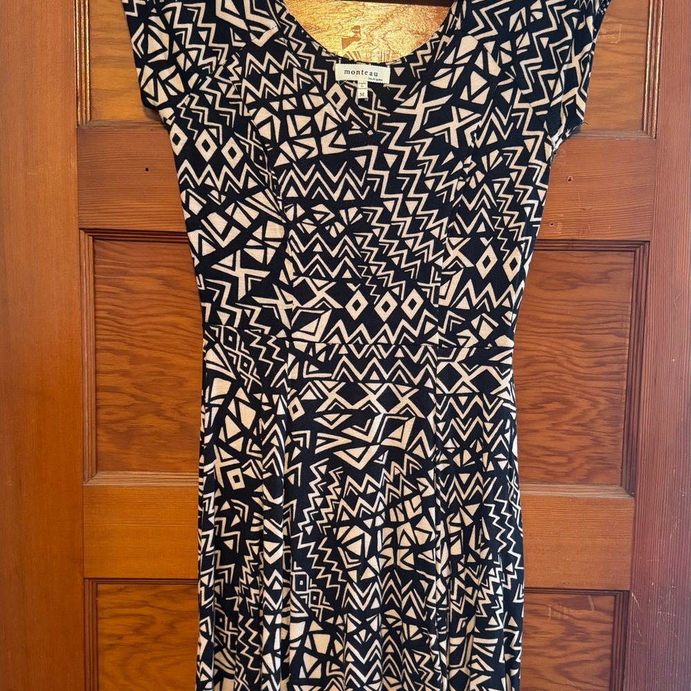 Monrow Black and White Geometric Dress